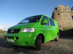 SX11135 Green Mean Camping Machine VW T5 campervan at Ogmore Castle.jpg